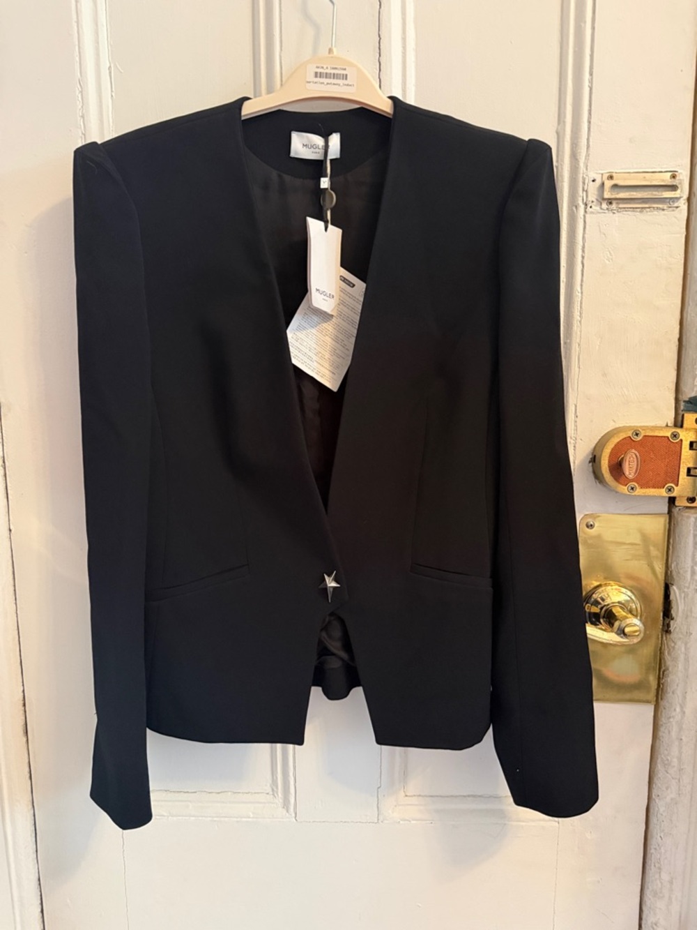 Mugler Black Star-Button Tailored Blazer - Size Medium